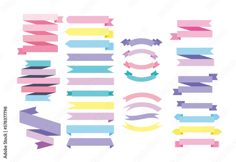 set ribbon labels banners collections 