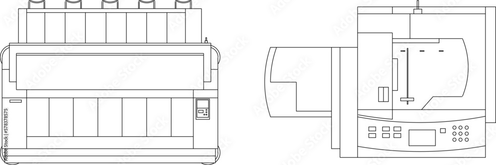 sketch vector illustration of copier machine top view sketch vector illustration of copier machine top view