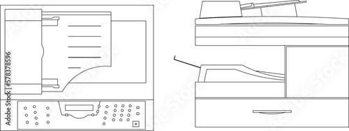 sketch vector illustration of copier machine top view