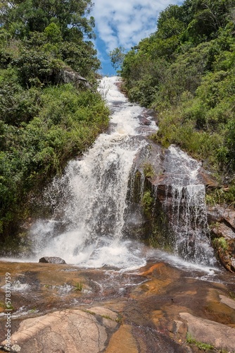 Mato Limpo Waterfall. Natural beauty in the Bocaina Mountains  Serra da Bocaina . Cunha - Paraty road. Former Golden Path or Royal Road  Estrada Real ..