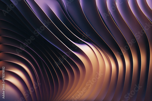 Wavy Golden and Purple Metallic 3D Background. Generative AI photo