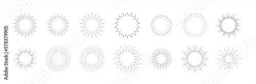 Sunburst set isolated on white background.Vector Sunburst black color set 10 eps.