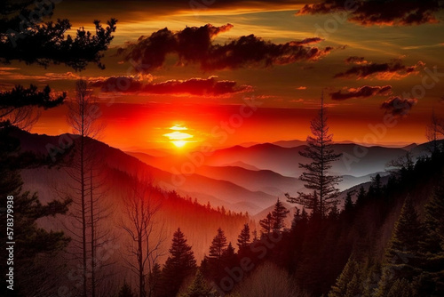 sunset in the mountains