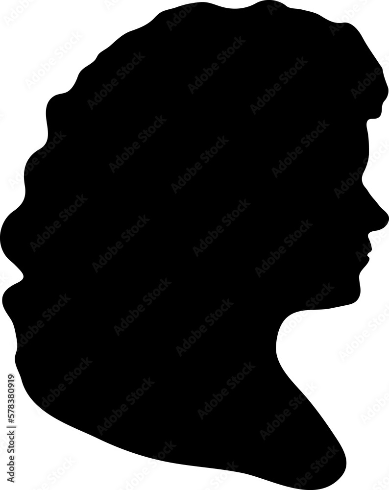 silhouette of a woman on a white background. Female head.