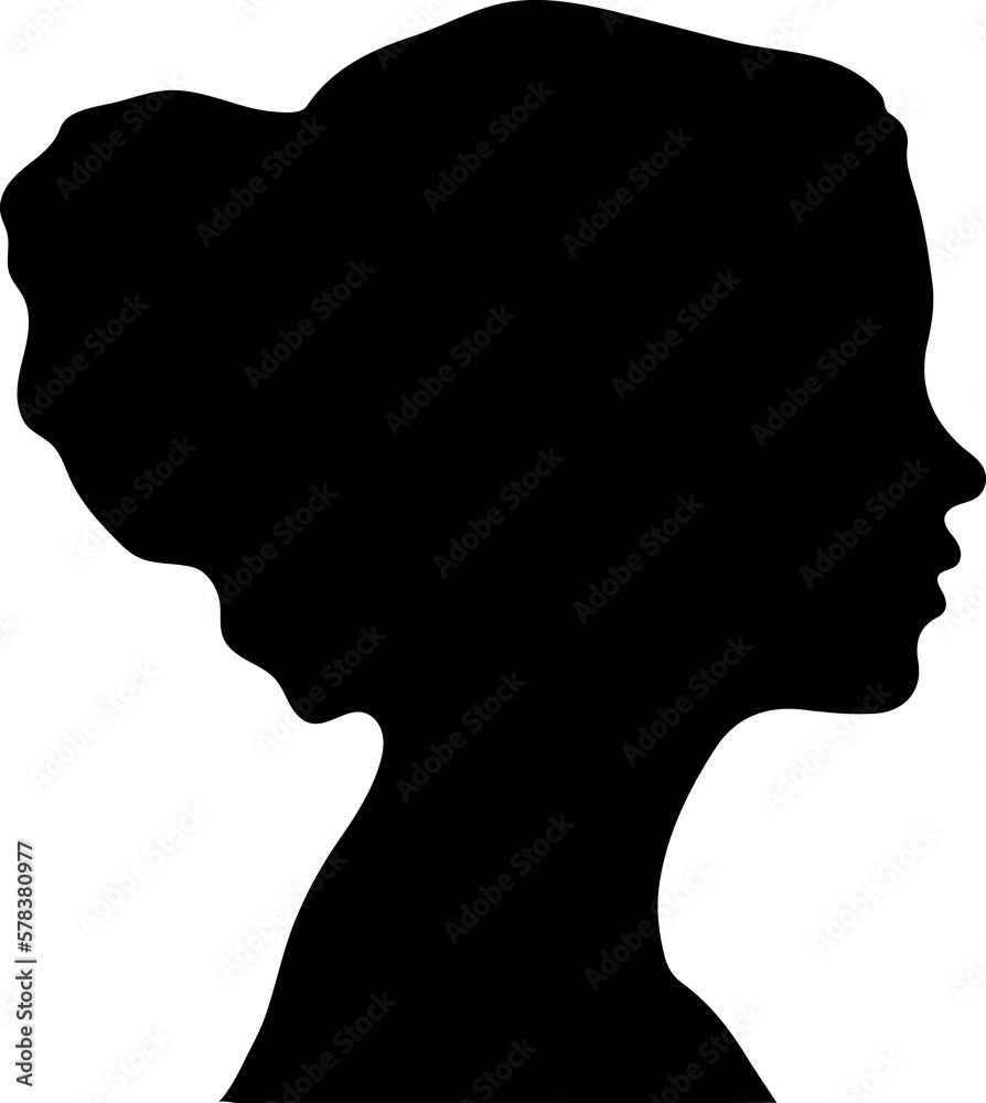 silhouette of a woman on a white background. Female head.