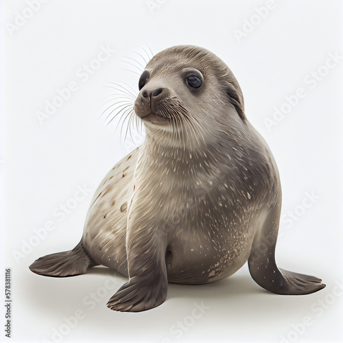 illustration of seal pup on white background AI generated © Oscar Moncho