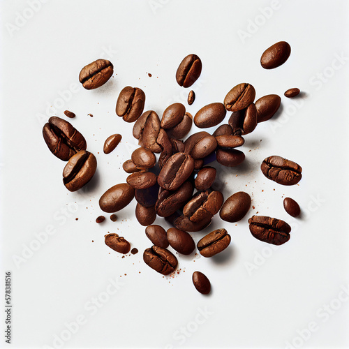 illustration of coffee beans on white background. AI generated © Oscar Moncho