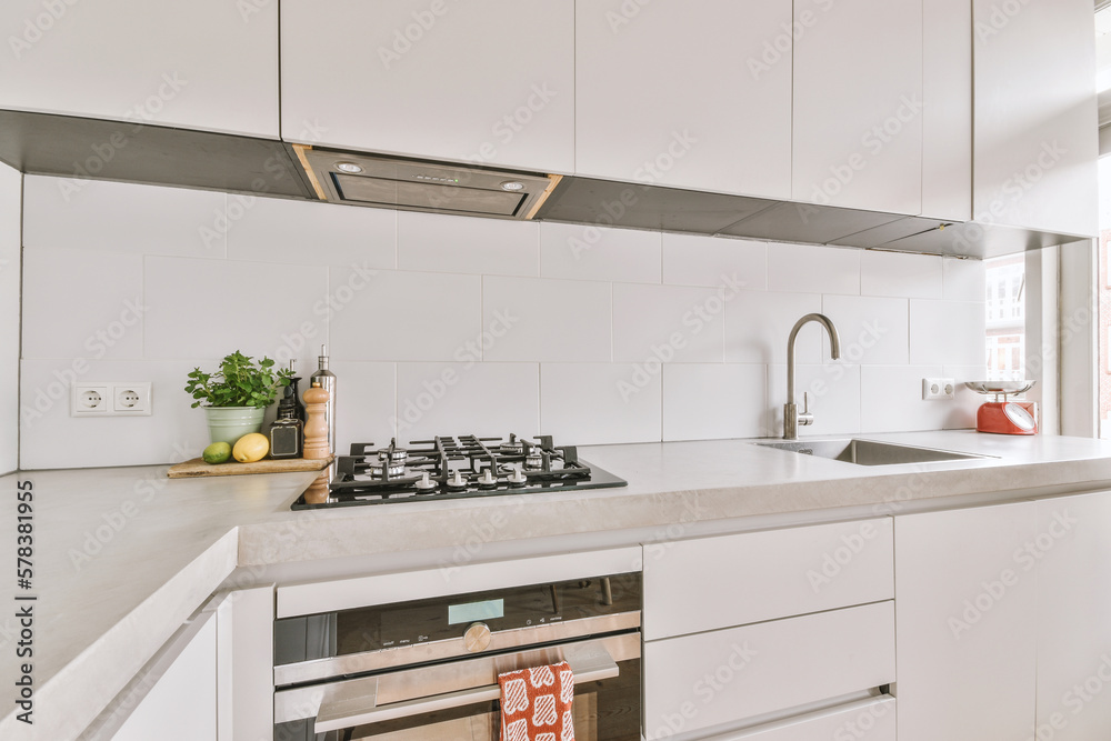 White simple design of kitchen interior White simple design of kitchen interior