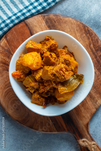 Raw Jack fruit curry Indian food. Famous in West Bengal. 