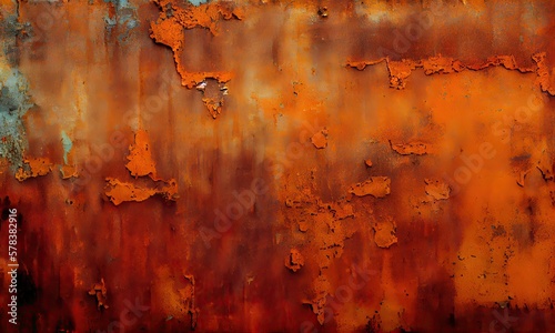 Rust texture, rusty grain on a metallic background, generative AI