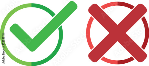 green check mark and red cross choise icons
