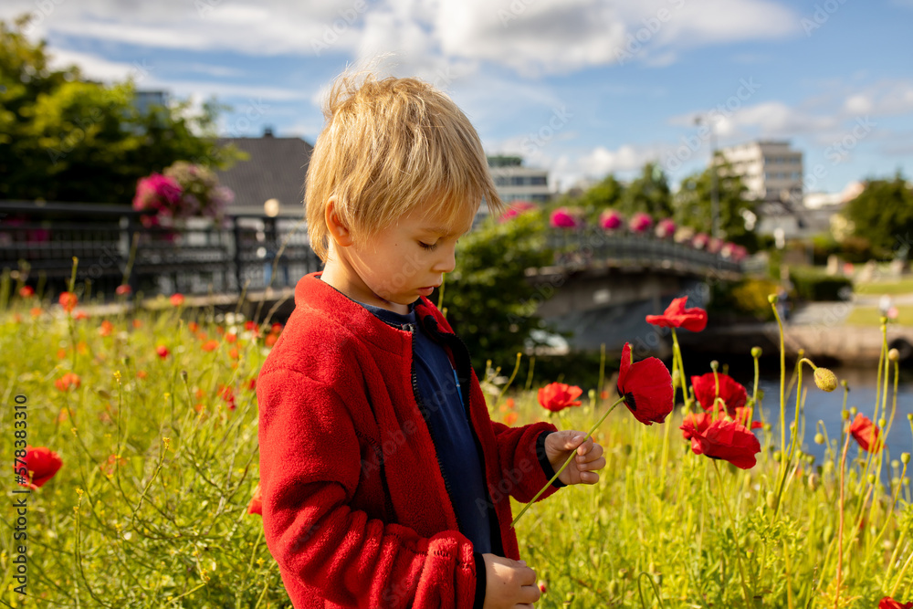 Beautiful town Kristiansand in Norway, family visiting Norway for summer vacation Beautiful town Kristiansand in Norway, family visiting Norway for summer vacation