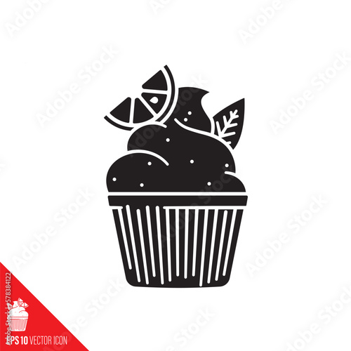 Lemon cupcake vector icon