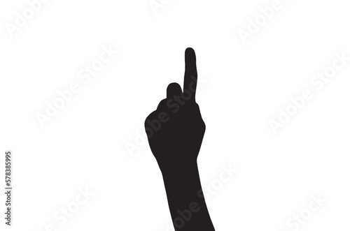 Hand showing number one with finger, silhouette vector. Counting with hand.