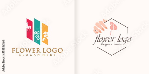 Beautiful collection of elegant minimalist rose flowers in a line art style. logo using cosmetic, yoga and spa logo design inspiration