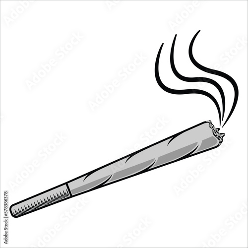 Vector illustration Marijuana rolled joint cigarette isolated on white background.