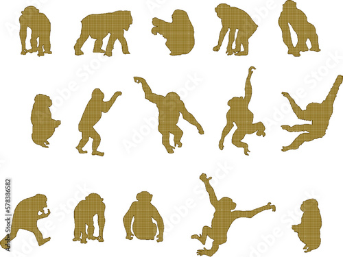 Slika na platnu sketch vector illustration of chimpanzee pose silhouette