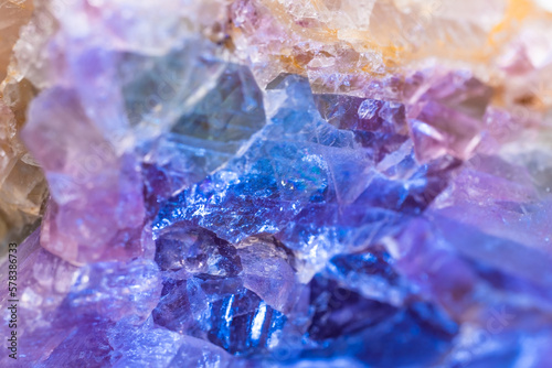 Crystals of the mineral Amethyst close-up.