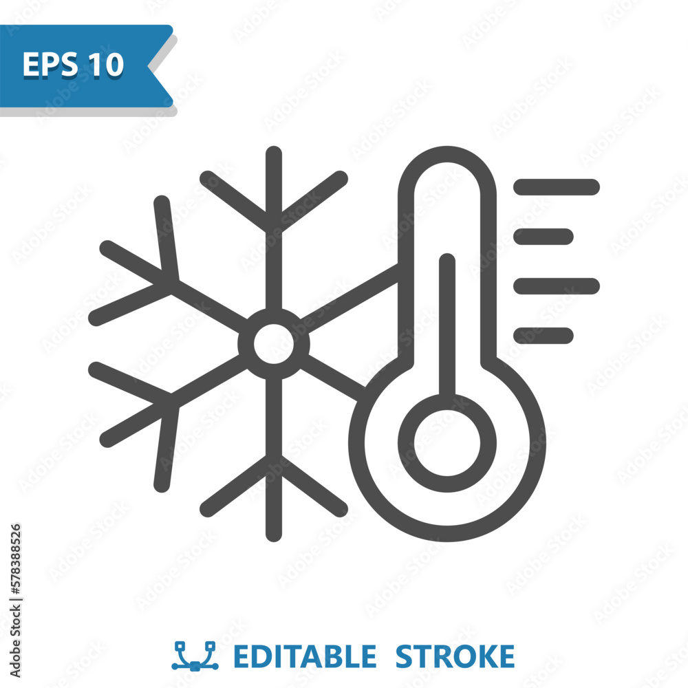 Thermometer Icon. Temperature, Weather, Cold, Winter, Snowflake Thermometer Icon. Temperature, Weather, Cold, Winter, Snowflake