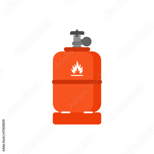 LPG flat design. Flammable gas tank icon. Propane, butane, methane gas tank. Gas cylinder bottle icon. Flat illustration of gas cylinder bottle vector icon for web design