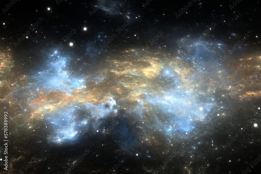 Fototapeta premium Fantasy space nebula. Giant interstellar cloud with stars