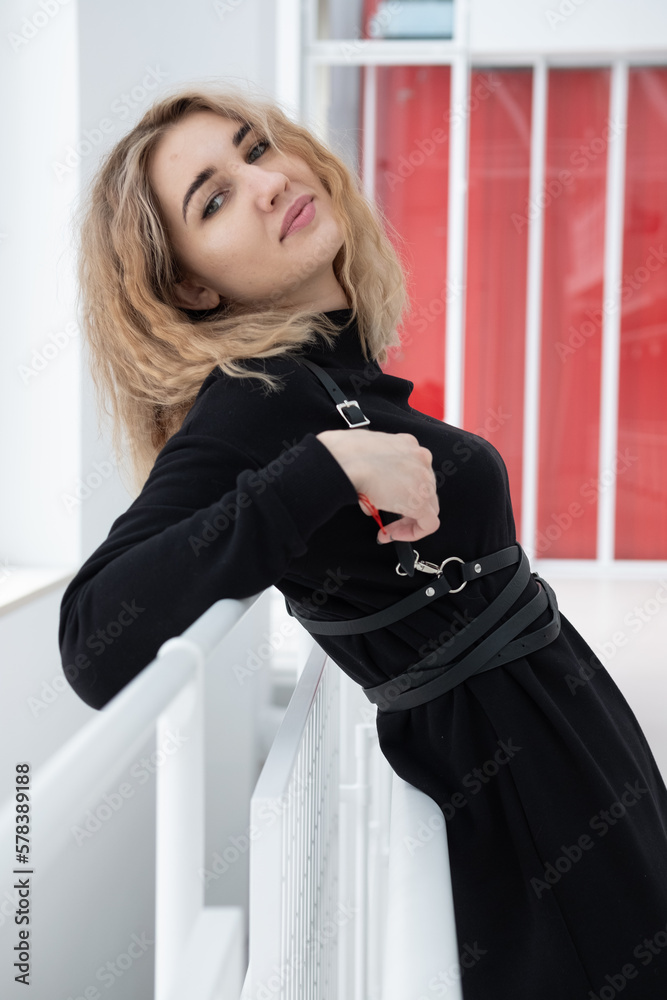 Portrait of a girl in a black dress Stock Photo | Adobe Stock
