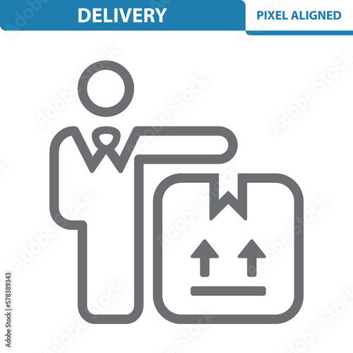 Delivery Icon. Man, Box, Delivery Man