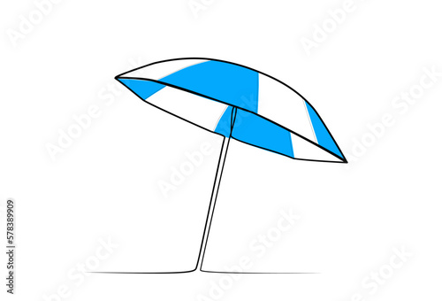 Continuous one line drawing of a beach umbrella.