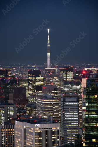 Photography city skyline at night in Tokyo
