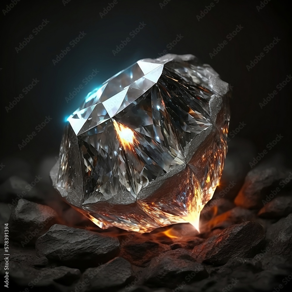 diamond VVS cut in rough diamond in coal mine
