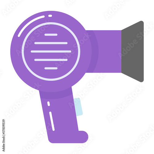 Electronic device use for hair drying, hair dryer vector icon