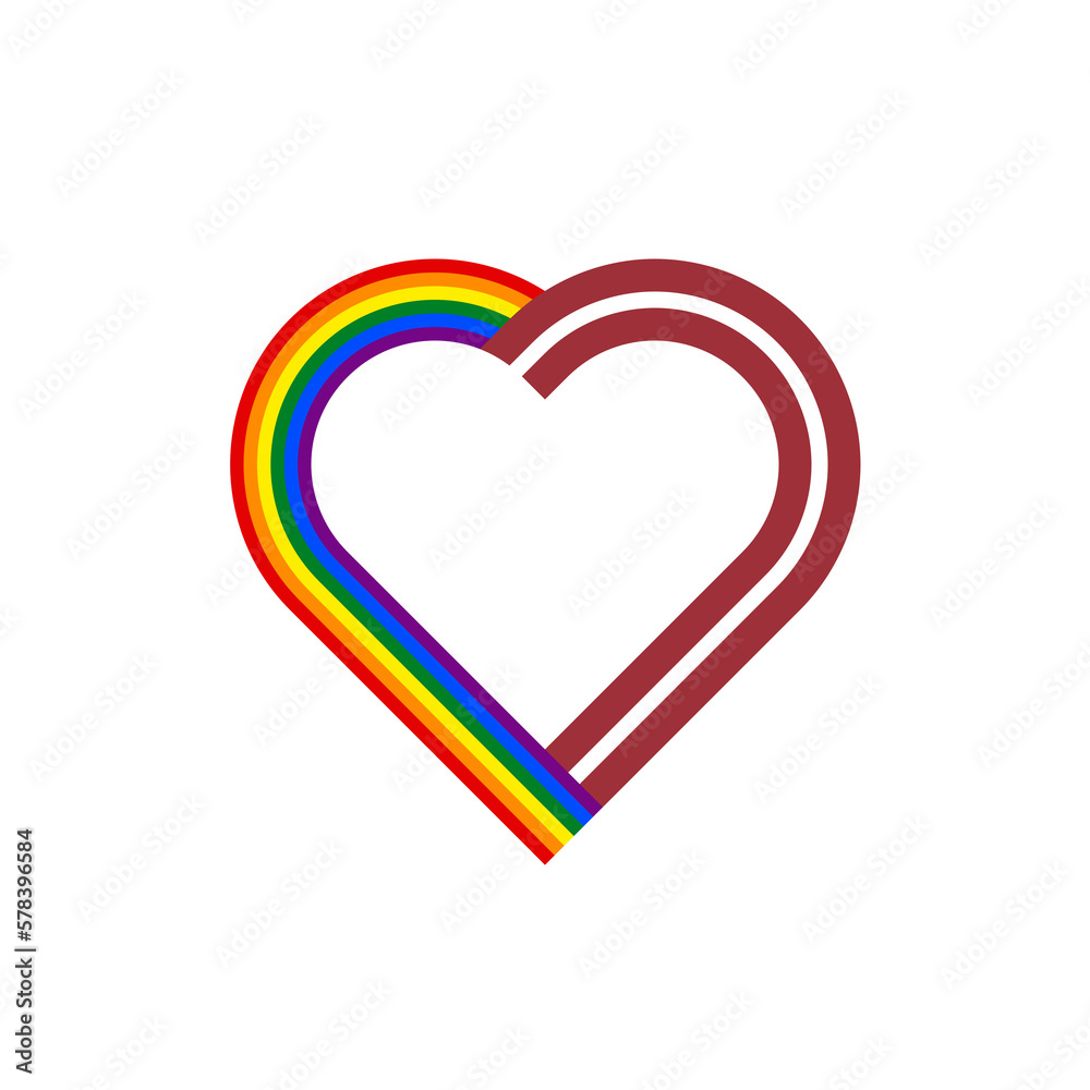 unity concept. heart ribbon icon of rainbow and latvia flags. transparent png background unity concept. heart ribbon icon of rainbow and latvia flags. transparent png background
