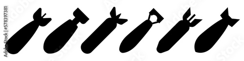 Air Bomb set. Vector bombs set isolated on white.