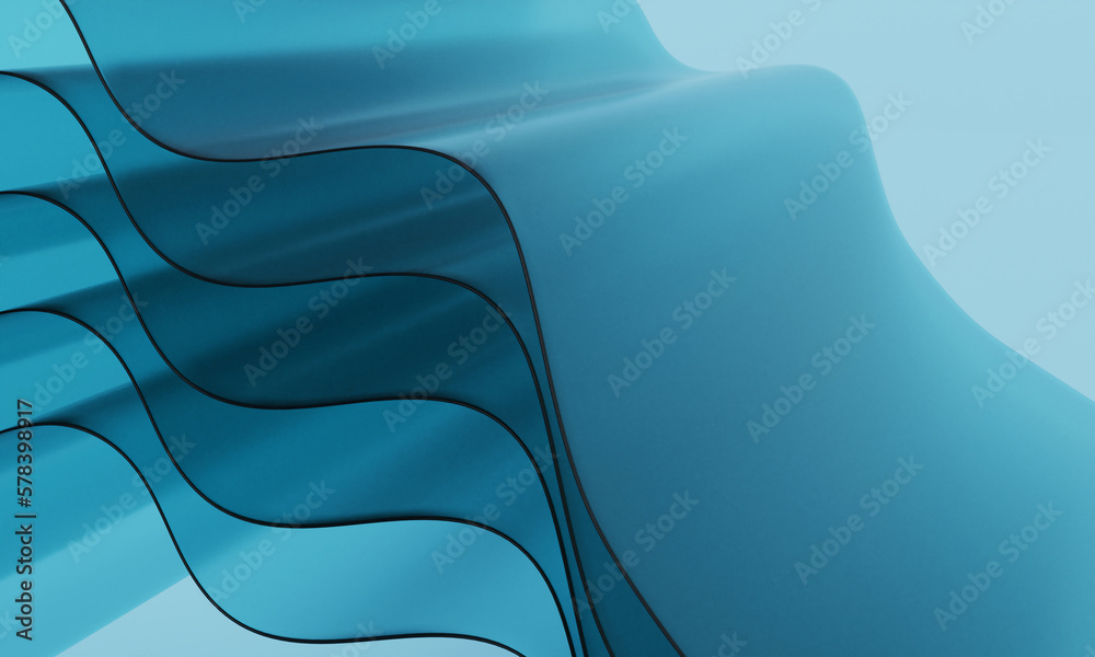 Swirling motion of blue smoke or fog group, abstract line isolated on white background
