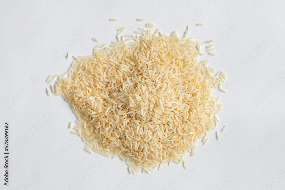 Basmati long rice on white background Basmati long rice on white background
