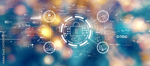 Wallpaper Mural Data Security concept with blurred city lights at night Torontodigital.ca