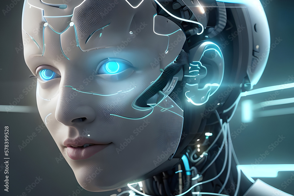 Graphic Concept of Cybernetics and Artificial Intelligence robotic Technology brain . Generative AI Graphic Concept of Cybernetics and Artificial Intelligence robotic Technology brain . Generative AI