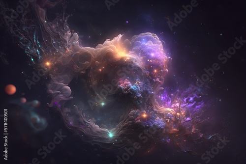 A colorful galaxy with a blue and purple nebula made with generative AI