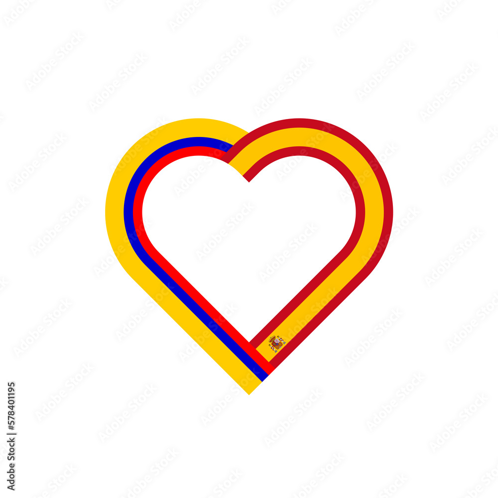 unity concept. heart ribbon icon of colombia and spain flags. transparent png background unity concept. heart ribbon icon of colombia and spain flags. transparent png background
