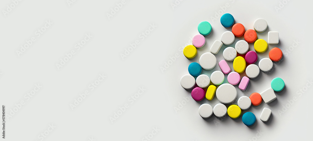 Obraz premium Different colourful pills isolated on white background