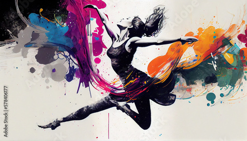 Colorful Watercolor Ballerina Hand Painted Ballet Dancer AI Generative