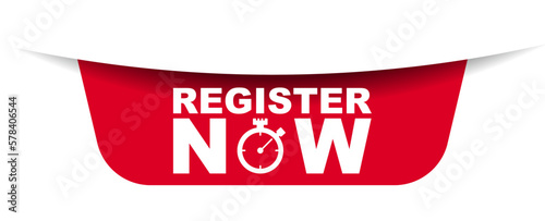 red vector illustration banner register now