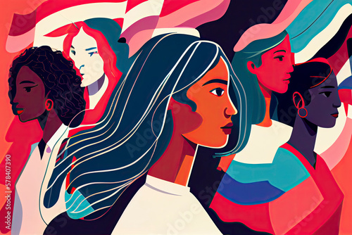 International Womens Day. Vector illustration with women different nationalities and cultures
