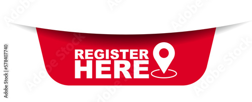 red vector illustration banner register here