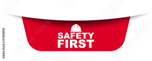 red vector illustration banner safety first