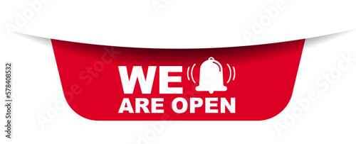 red vector illustration banner we are open