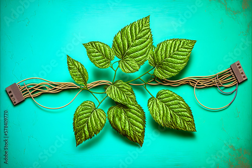 Mixed electrical and vegetal circuit to optimize the use of energy. New technology inspired by the living world. Generative AI