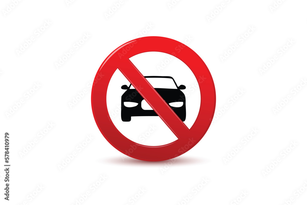 Prohibited no car or no parking traffic sign, no car allowed street sign vector