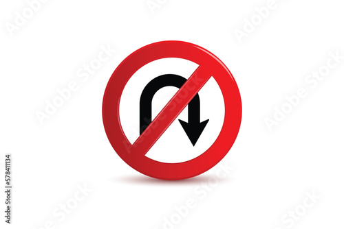 Free Download No U-turn traffic sign on white  - GFXLoad