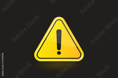 Vector realistic yellow triangle warning sign vector illustration.